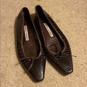 Reptile Embossed Manolo Ballet Flats